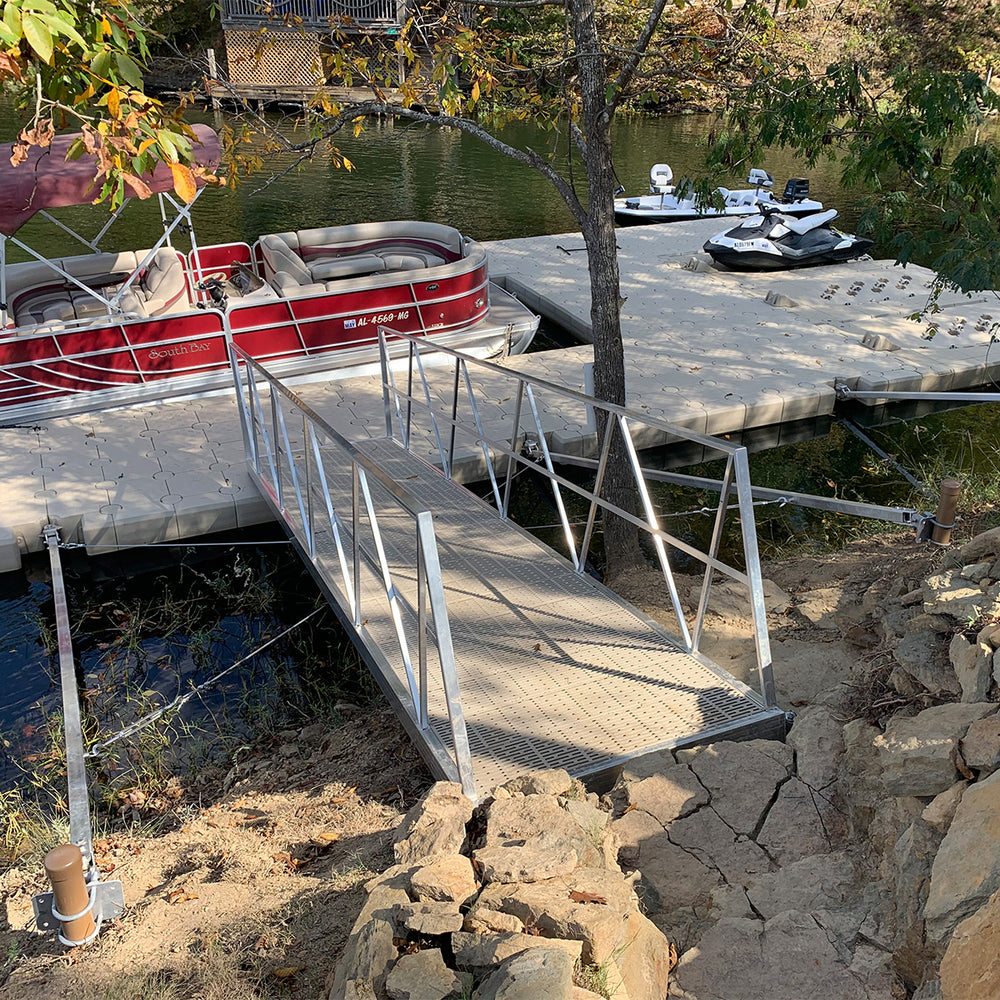 Heavy-duty aluminum anchoring arm for secure dock anchoring, built to withstand various weather conditions and ensure stability