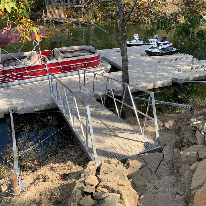 Heavy-duty aluminum anchoring arm for secure dock anchoring, built to withstand various weather conditions and ensure stability