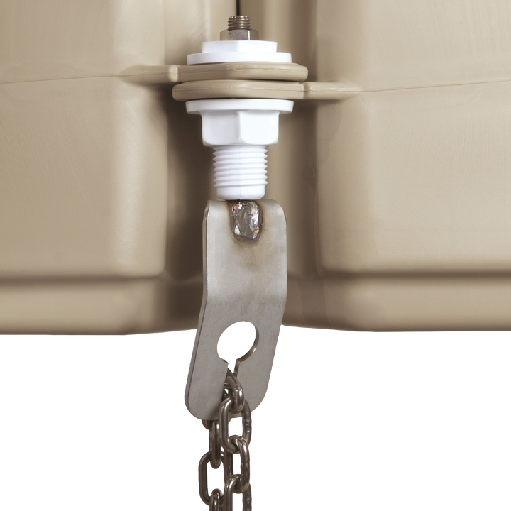 Perforated anchor plate for chain adjustment on Candock, designed for easy access and secure anchoring without needing to go underwater