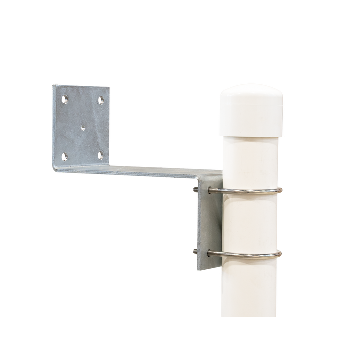 Z anchoring bracket for secure JetRoll installation, available in 6" and 16" sizes, designed for stability with galvanized steel piles and post cubes