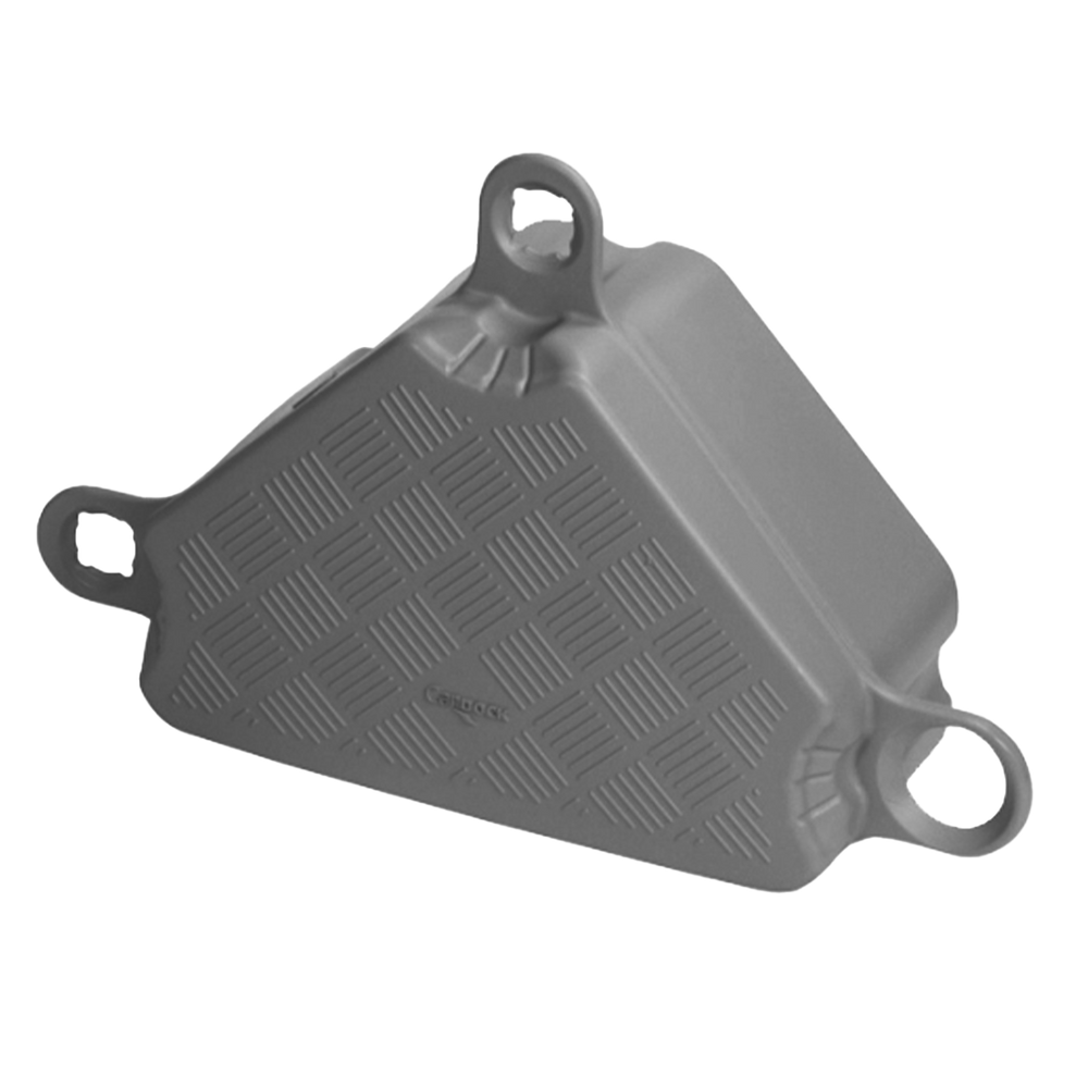 Corner Cube by Candock - HDPE dock cube designed for intersections, ideal for creating octagonal or 45-degree angle docks. Features an anti-skid surface and is available in beige and grey.