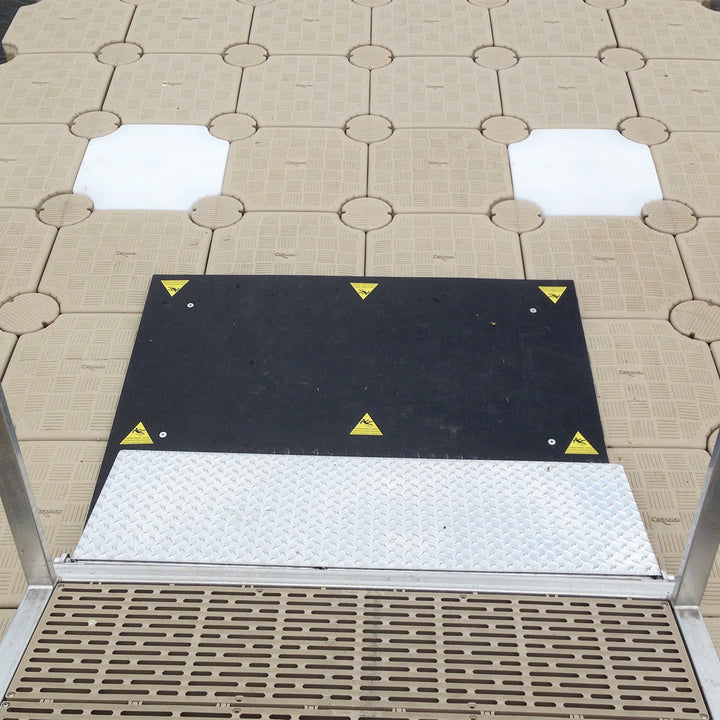 Candock landing plate for gangway, designed with HDPE for durability under larger gangways