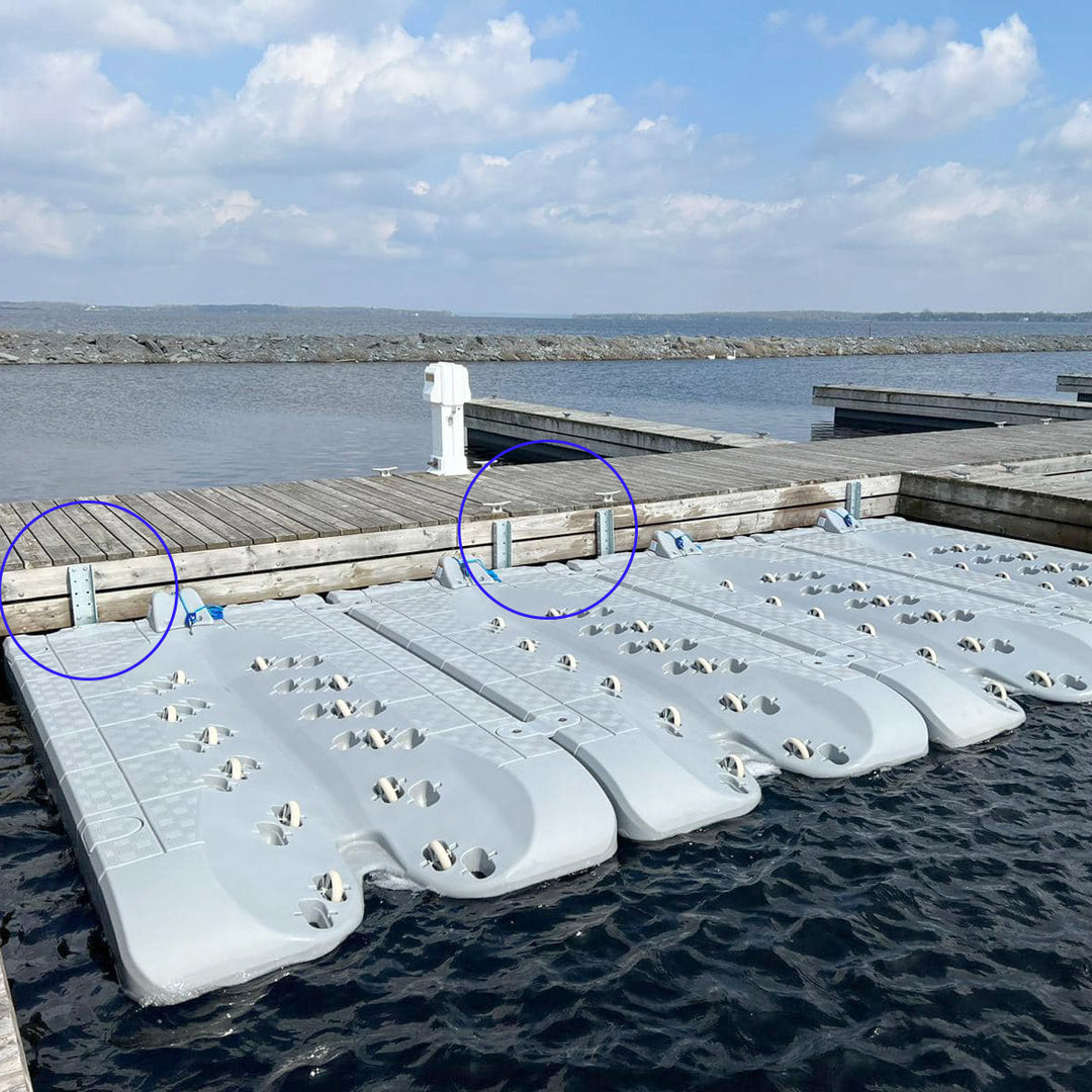 Durable 2ft galvanized steel anchor swivel with 'C' extrusion, ideal for securing JetRoll to floating structures and quick pin for easy disconnection.