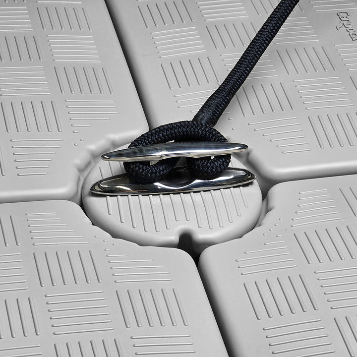 Stainless steel flush cleat on connecting pin, designed for boat docking